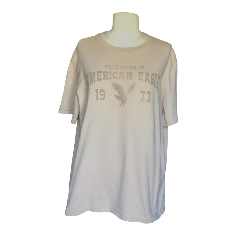 American Eagle Super Soft Graphic T-Shirt Heather Gray Relaxed Tee Medium